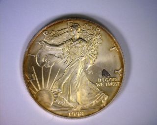 Error Missing Metal Lamination Uncirculated 1998 American Silver Eagle Dollar photo