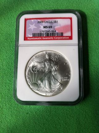 2000 American Silver Eagle Millennium Ms69 State 69 Ngc S$1 photo
