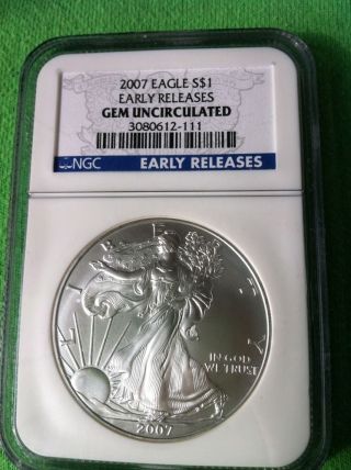 2007 S$1 Ngc Early Release American Silver Eagle Gem Uncirculated photo
