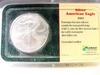 2001 Silver American Eagle Coin Liberty Walking Uncirculated photo