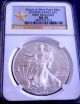 2014 (w) Ms 70 Ngc First Release Gold Star American Silver Eagle Perfect Silver photo 2