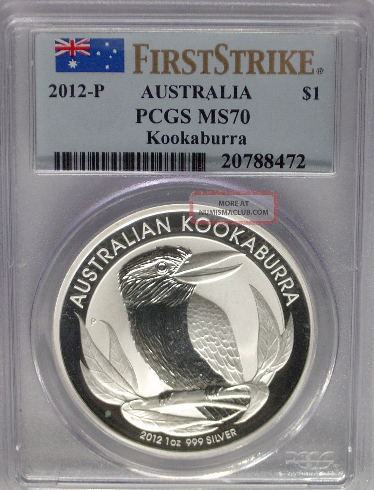 Pcgs Registry 2012 P First Strike Australia Kookaburra $1 Dollar Ms70 Silver 1oz Australia photo