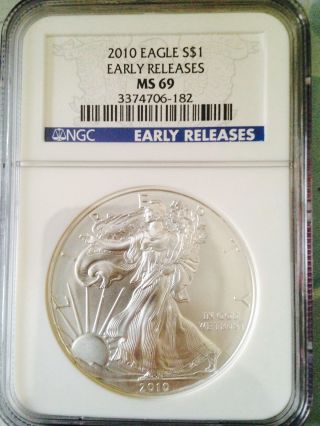 2010 American Silver Eagle Early Release Ngc Ms69 photo
