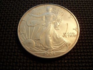 2004 Silver American Eagle One Dollar 1 Troy Ounce.  999 Fine Silver Coin photo