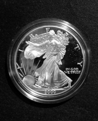 2000 - P Proof American Silver Eagle & Inner/outer Boxes. photo