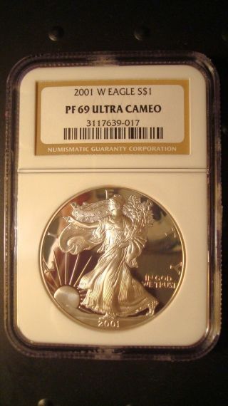 2001 - W Silver American Eagle Ngc Pf - 69 Ultra Cameo photo