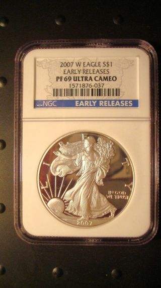2007 - W Silver American Eagle Ngc Pf - 69 Ultra Cameo 