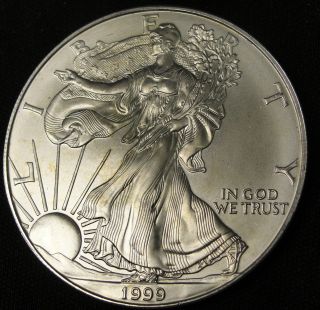 1999 American Silver Eagle Bullion Coin Key Date Uncirculated Nr photo