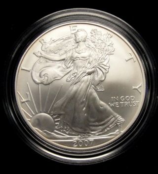 2007 W American Silver Eagle West Point Coin Key Date Bu W/ Box+coa 1 Oz Silver photo