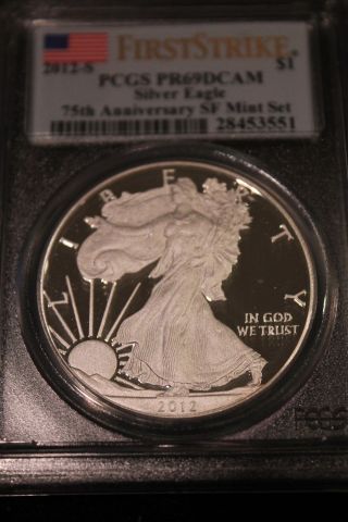 2012s American Silver Eagle Dollar Pr69dcam Pcgs Proof 69 Deep Cameo photo