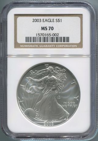 2003 American Silver Eagle $1 - Ngc Ms 70 - Perfect Uncirculated - photo