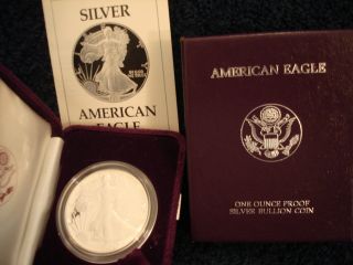 1989 - S Proof Silver American Eagle (w/box &) photo