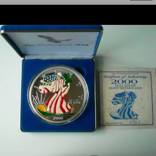 Washington 2000 Half Pound 8 Troy Oz Color Silver Eagle Lady Liberty Coin photo