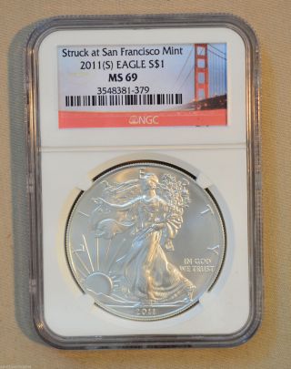 2011 - S Silver Eagle - Ngc Slabbed Ms69 - Struck At Sf photo