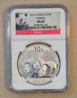2013 Chinese Panda - Ngc Slabbed Ms69 - 1oz.  999 Fine Silver photo