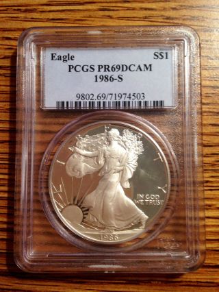 1986 - S American Silver Eagle Dollar - Pcgs Pr69dcam - photo