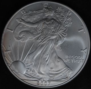 2007 Silver American Eagle $1.  999 1 Troy Oz. photo