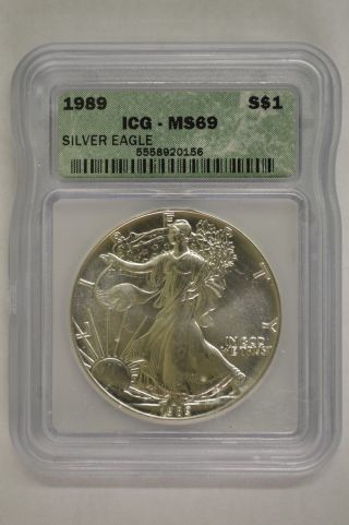 United States 1989 American Silver Eagle Icg Ms69 $1 photo