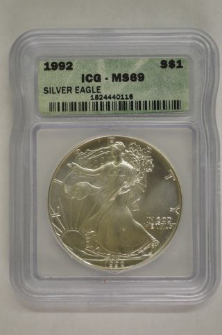 United States 1992 American Silver Eagle Icg Ms69 $1 photo