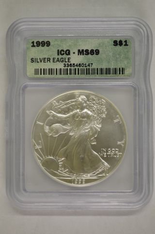 United States 1999 American Silver Eagle Icg Ms69 $1 photo
