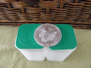 (1) - 2014 American Eagle Silver 1 Oz Bullion Coin & 2 Empty Tubes Ex. photo
