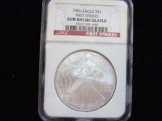 2006 Silver American Eagle Ngc Gem Uncirculated First Strike photo