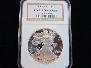 2001w Silver American Eagle Ngc Pf69 Ultra Cameo photo