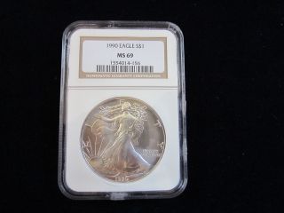 1990 Silver American Eagle Ngc Ms69 photo