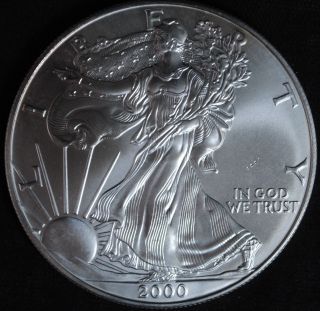 2000 Silver American Eagle $1.  999 1 Troy photo