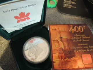 2004 400th French Settlement.  999 Silver Uncirculated Royal Canada Dollar photo