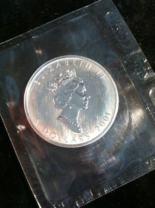 2001 $5 Canada.  9999 Silver Maple Leaf Rcm photo