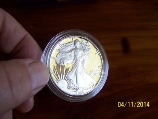 1986 - S Silver Eagle Proof,  Box And photo
