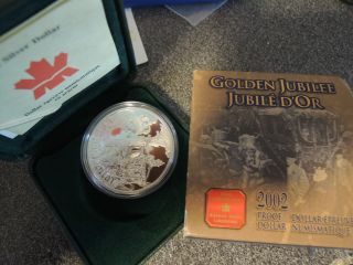 2002 Silver.  925 Golden Jubilee Uncirculated Royal Canadian Proof Dollar photo
