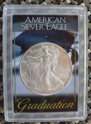 Graduation 2014 American Silver Eagle Dollar Bu 1 Troy Oz Fine Silver photo