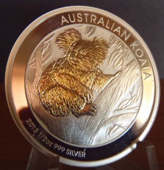 1/2 Oz 2013 Silver Australian Koala.  999 Proof - Like 24k Gold Enhanced photo