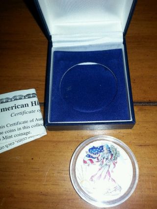 1999 American Eagle Walking Liberty Colorized 999 Fine Silver One Dollar $1 Coin photo