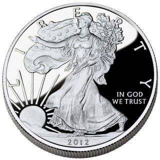 2012 American Silver Eagle Dollar Us Coin 1 Troy Ounce 999 Fine Silver Gem Bu photo
