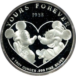 1988 Disney Mickey & Minnie Mouse Yours Forever Rarities 5 Oz Silver photo