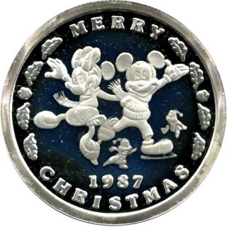 1987 - 88 Disney Mickey Christmas & Happy Year Rarities 5 Oz Fine Silver photo