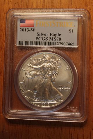 2013 W Burnished American Silver Eagle Pcgs First Strike Ms70 Graded Flawless photo