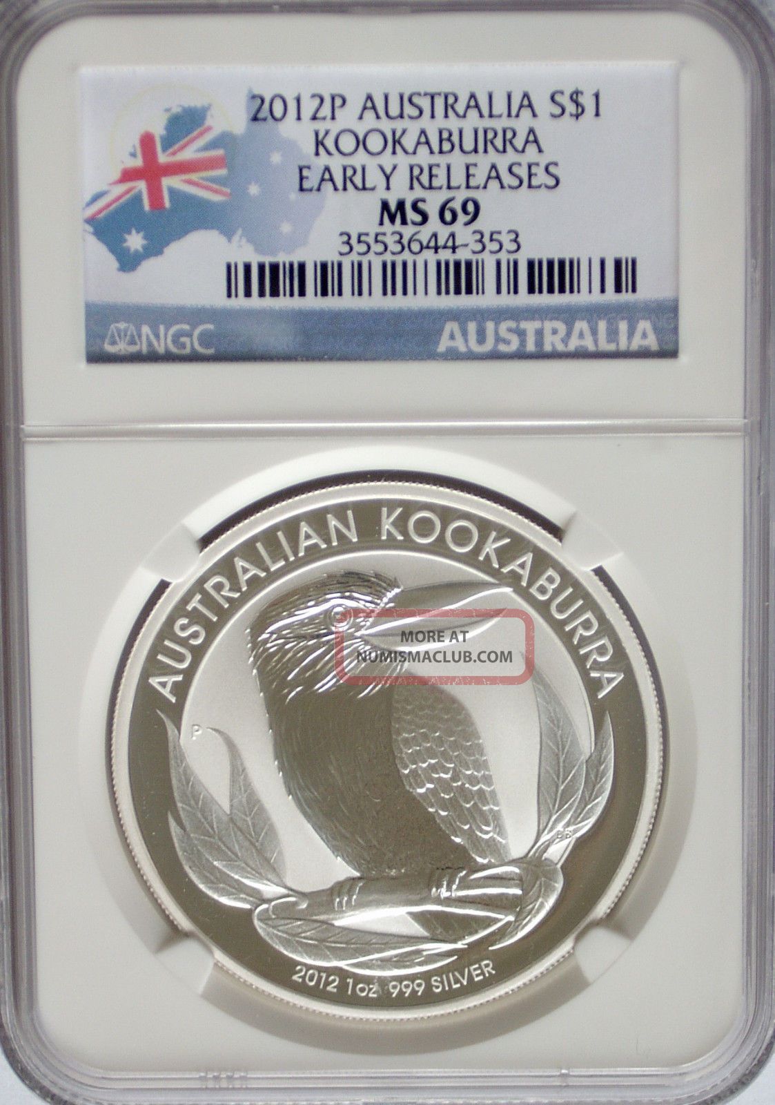 Ngc 2012 P Australia Kookaburra $1 Ms69 Early Releases Silver 1oz 999 Perth Australia photo