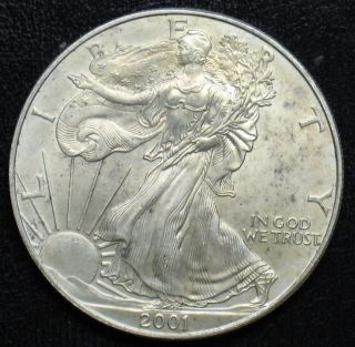 2001 American Silver Eagle Dollar Spotty 999 Silver L642 photo