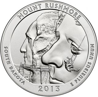2013 P Mount Rushmore 5 Ounce Silver Coin Box&coa America The Quarter photo