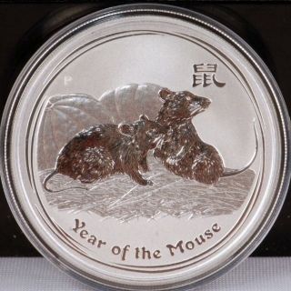 2008 1 Oz Silver Australian Lunar Year Of The Mouse Coin photo