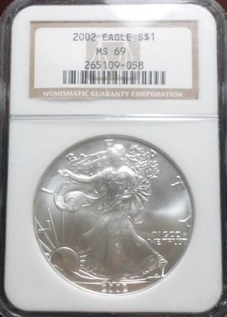 2002 Silver Eagle Ngc Ms69 Mby815 photo
