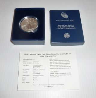 2013 - W American Eagle One Ounce Silver Uncirculated Coin,  Us And photo