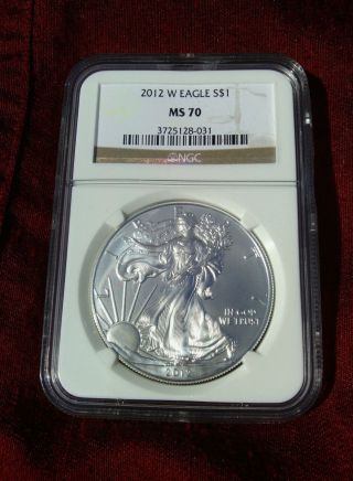 2012 W $1 Burnished Silver Eagle Ngc Ms70 Perfect 70 Lowest Mintage photo