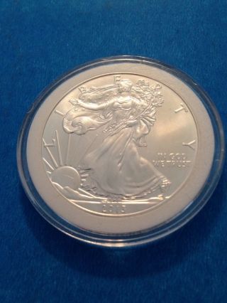 2013 Liberty Standing Silver Dollar American 1 Ounce Fine Silver.  Bu Conditio photo