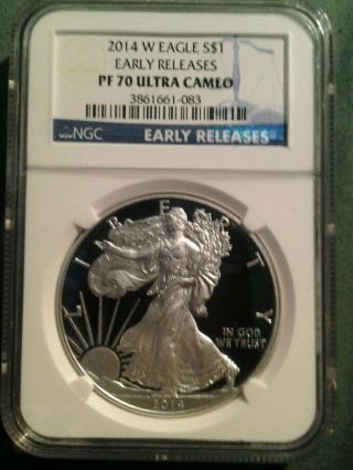 2014 W Eagle S$1 Early Releases Ngc Pf70 Ultra Cameo Blue Label photo