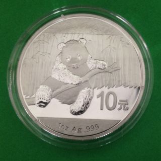 2014 China 1 Troy Oz.  999 Fine Silver Panda 10 Yuan Coin photo